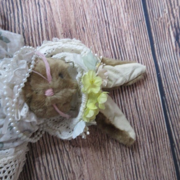 Granny Nana 18" Plush Rabbit with Dress Flowered Hat Scarf Glasses - Picture 7 of 8